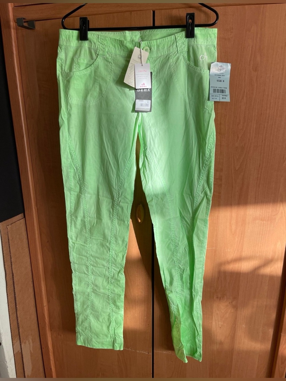 NWT New With Tags DEHA Meeting Group Sheer Green Lime Long Pants | Size Medium